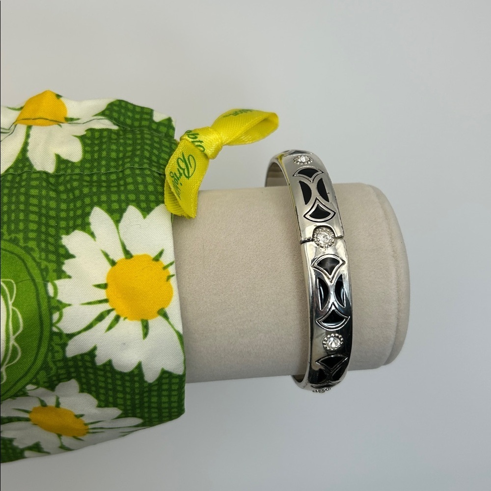 Brighton Capella Bangle Bracelet Magnetic Hinged Black Enamel Silver Plated - Picture 3 of 16